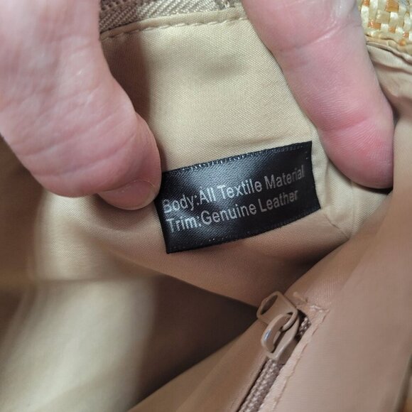 Giani Bernini Classic Tan Woven Straw & Leather Handbag With Dual Handles - Picture 5 of 15